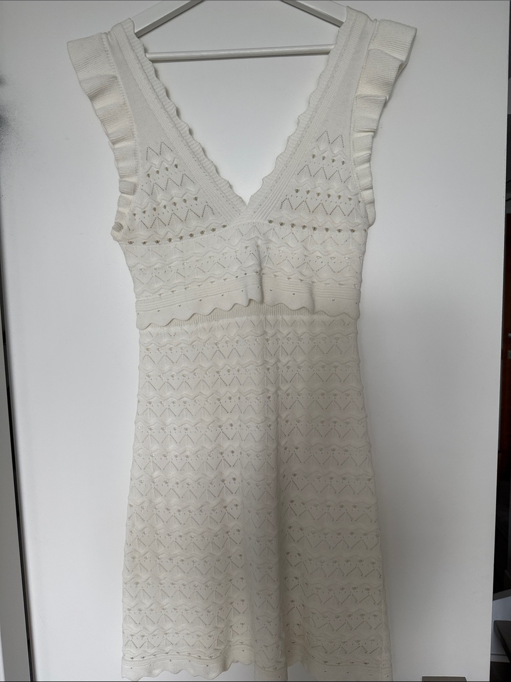 Line & Dot - Ivory Light Knit V-Neck Dress - Size M